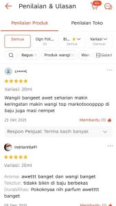 Review parfum konsumen dan pelanggan parfum di solo